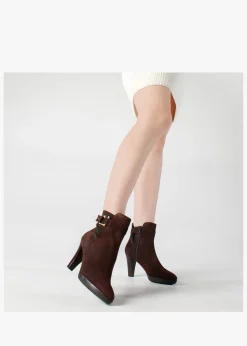 Joyfully Brown Suede Heeled Ankle Boots