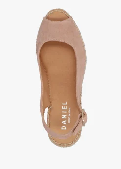 Kate Nude Suede Peep Toe Wedge Espadrilles