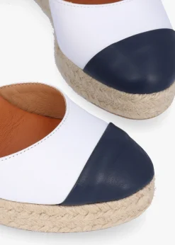 Kendall White Leather Toe Cap Wedge Espadrilles