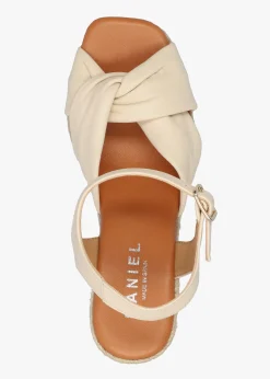 Kimberly Cream Leather Knotted Wedge Espadrille Sandals