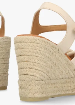 Kimberly Cream Leather Knotted Wedge Espadrille Sandals