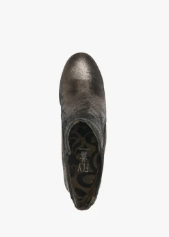 Kimi Graphite Leather Lightning Bolt Heeled Ankle Boots
