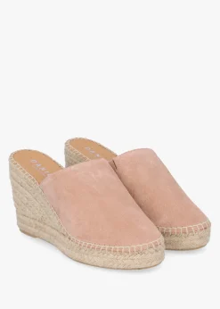 Kris Nude Suede Wedge Espadrille Mules