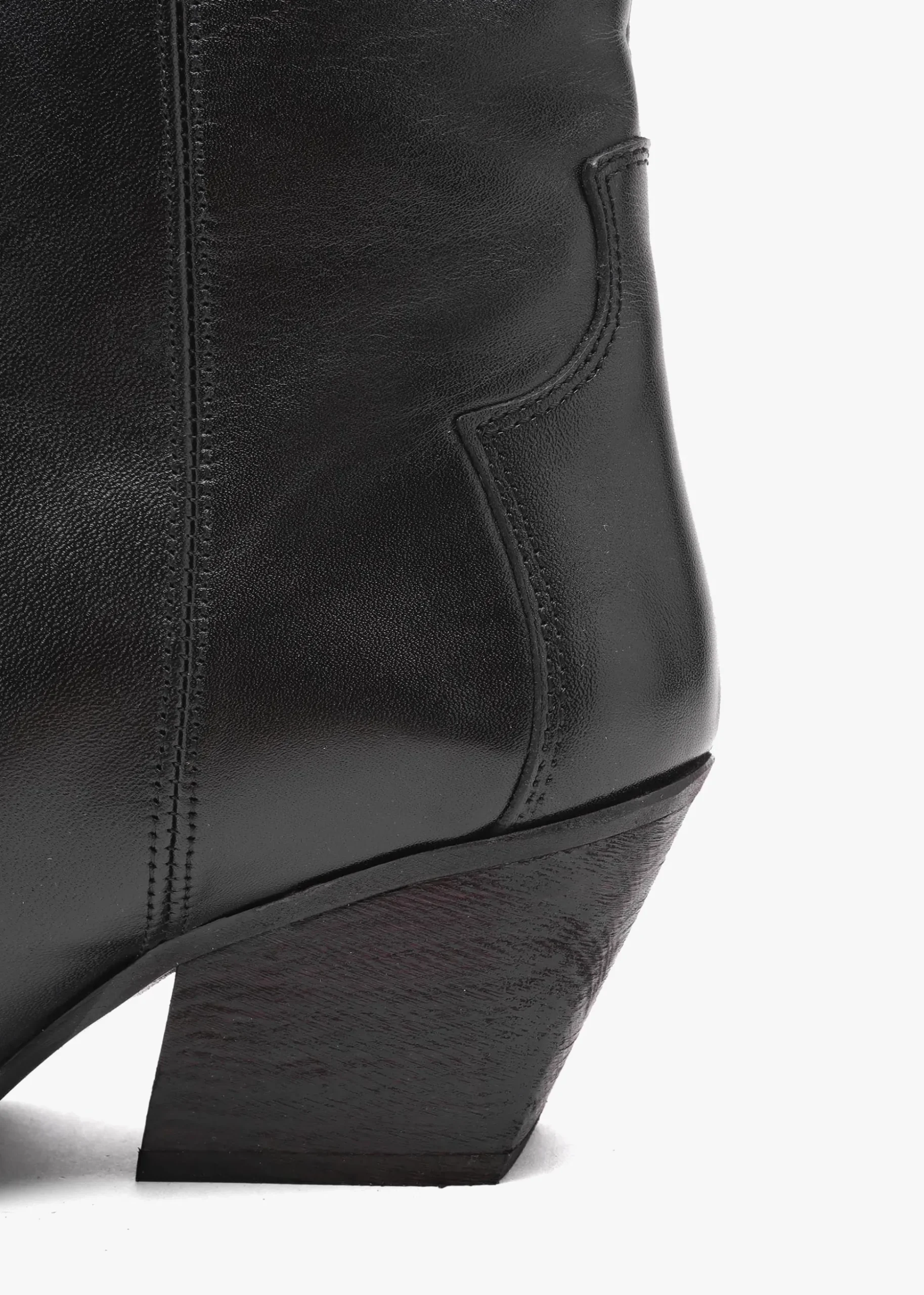 Kubra Black Leather Mid Height Cowboy Boots