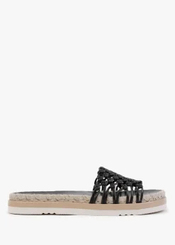 Kule Black Knotted Woven Mules