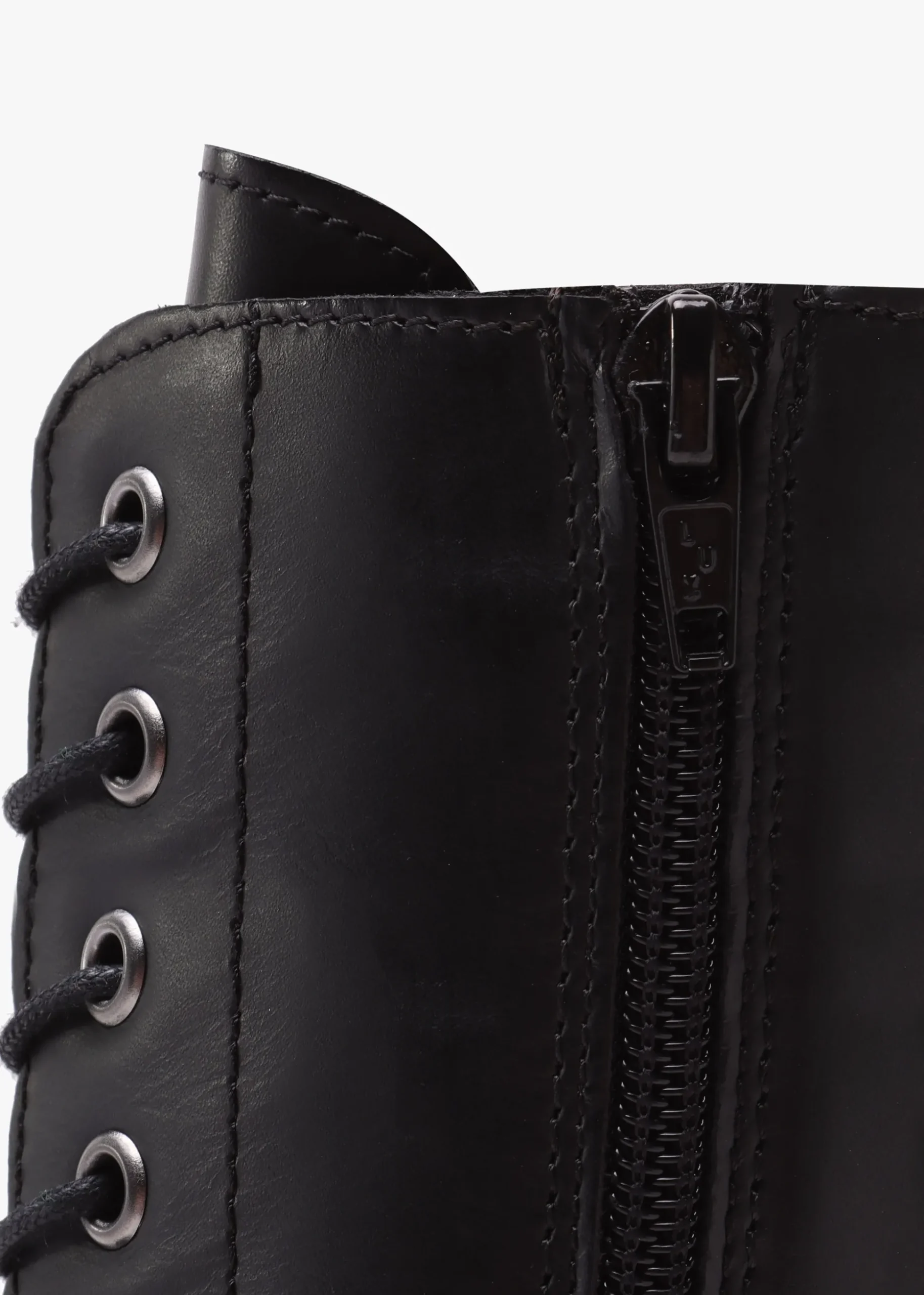 Lacie Black Leather Lace Up Ankle Boots