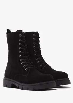 Lacie Black Suede Lace Up Ankle Boots
