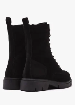 Lacie Black Suede Lace Up Ankle Boots