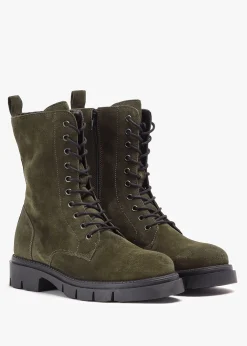 Lacie Khaki Suede Lace Up Ankle Boots