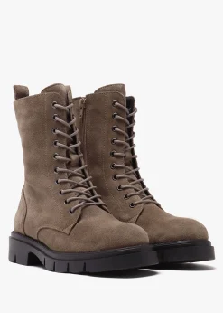 Lacie Taupe Suede Lace Up Ankle Boots