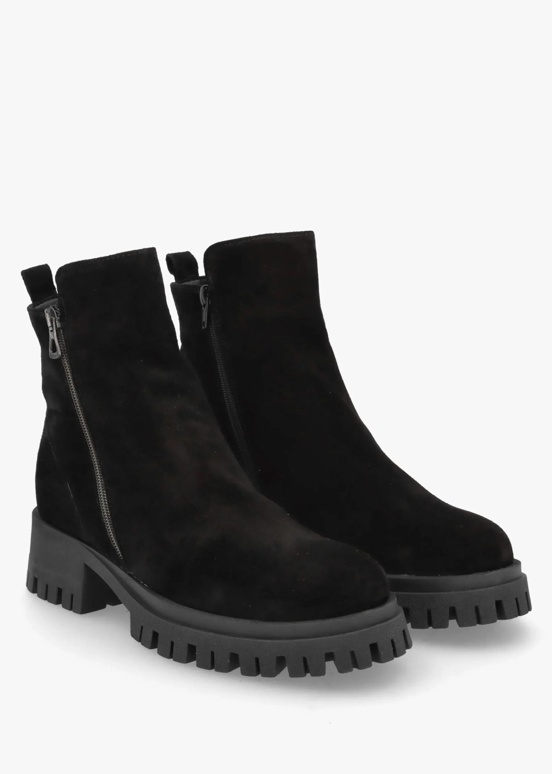Lagos Black Suede Chunky Low Block Heel Ankle Boots
