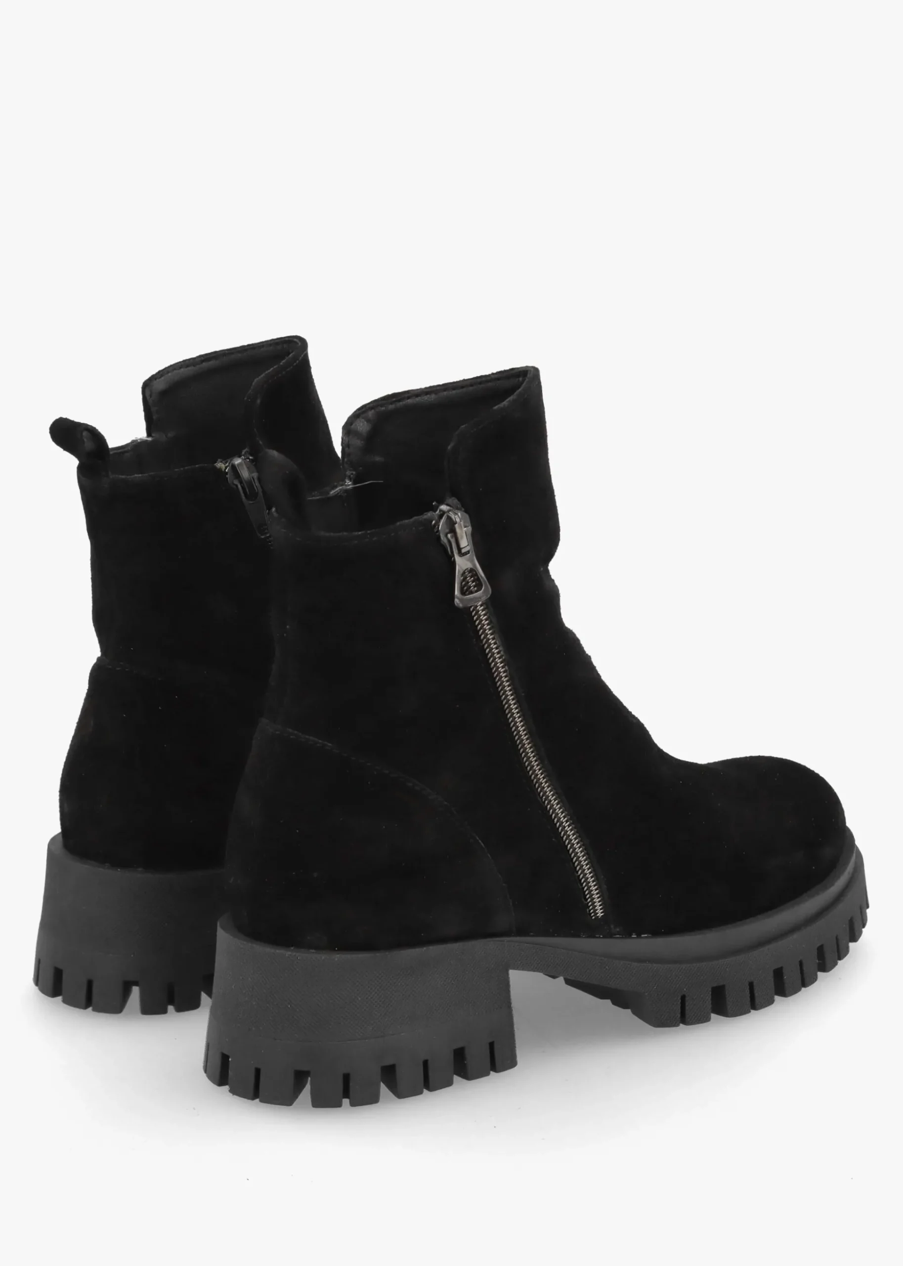 Lagos Black Suede Chunky Low Block Heel Ankle Boots