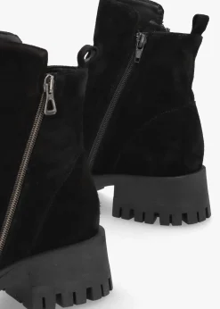Lagos Black Suede Chunky Low Block Heel Ankle Boots
