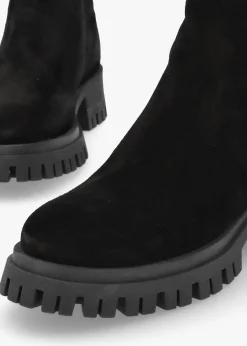 Lagos Black Suede Chunky Low Block Heel Ankle Boots