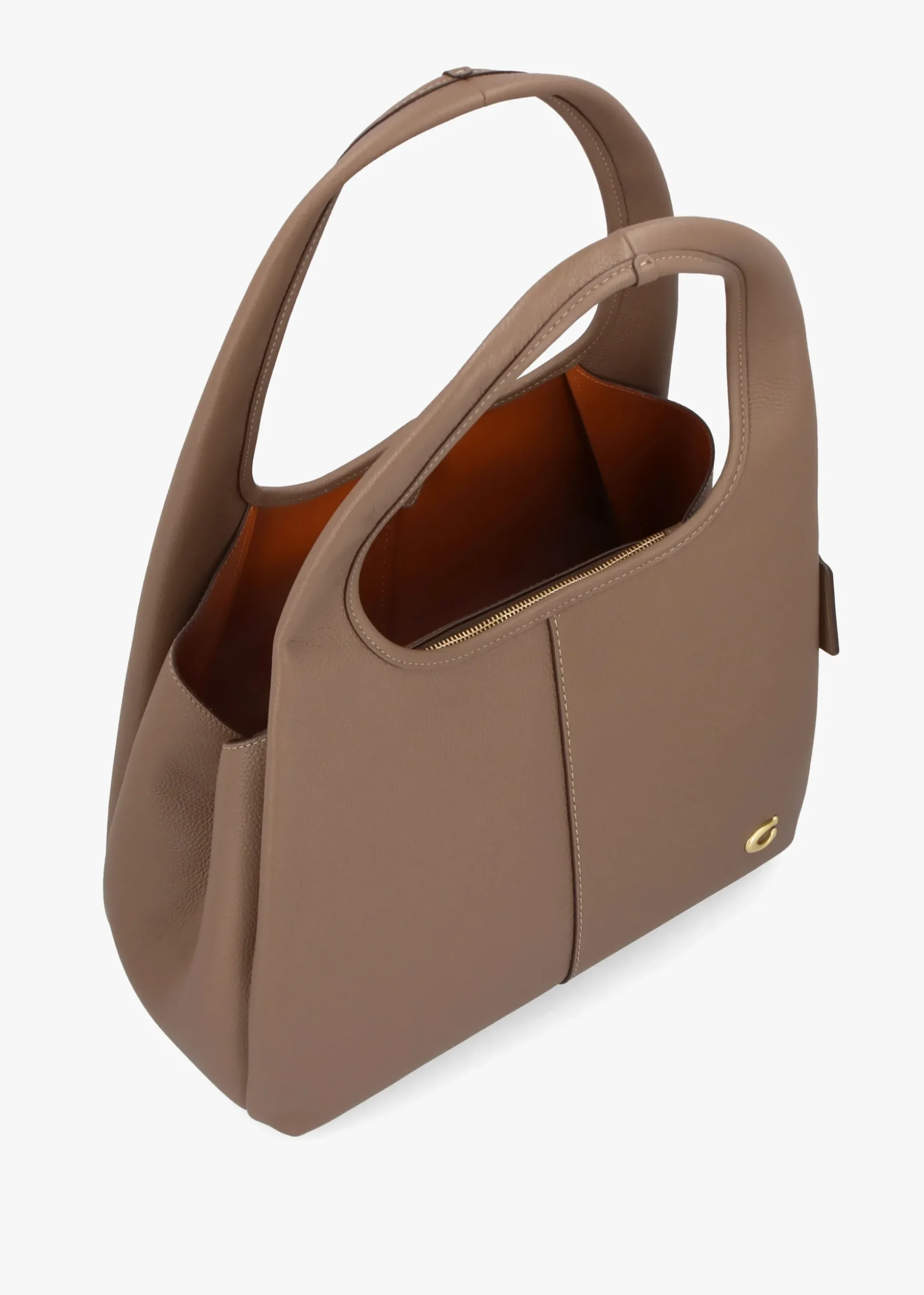 Lana Large Dark Stone Leather Shoulder Bag