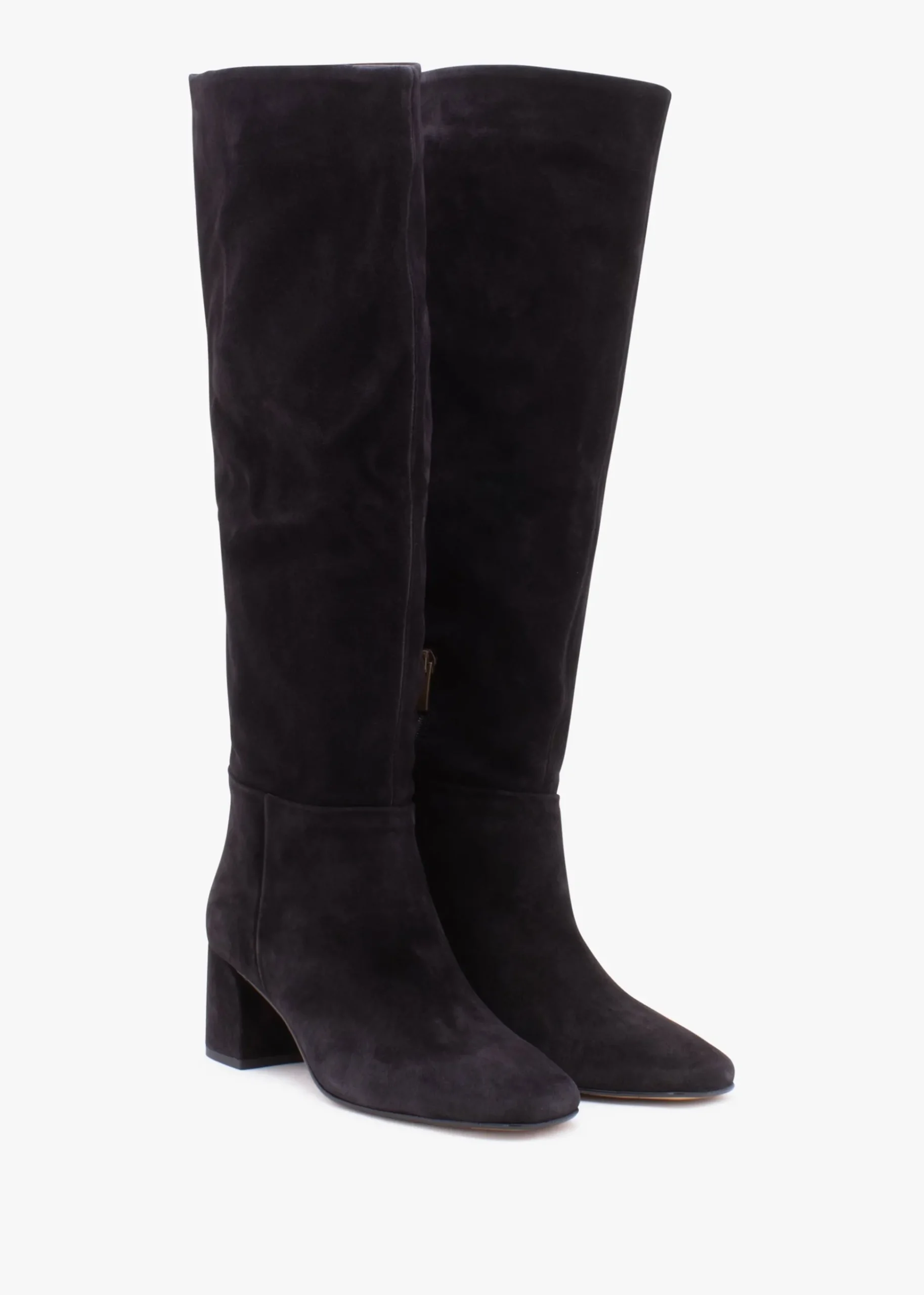 Lancey Black Suede Block Heel Knee Boots
