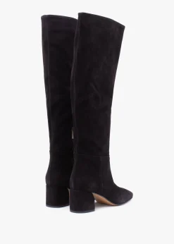 Lancey Black Suede Block Heel Knee Boots