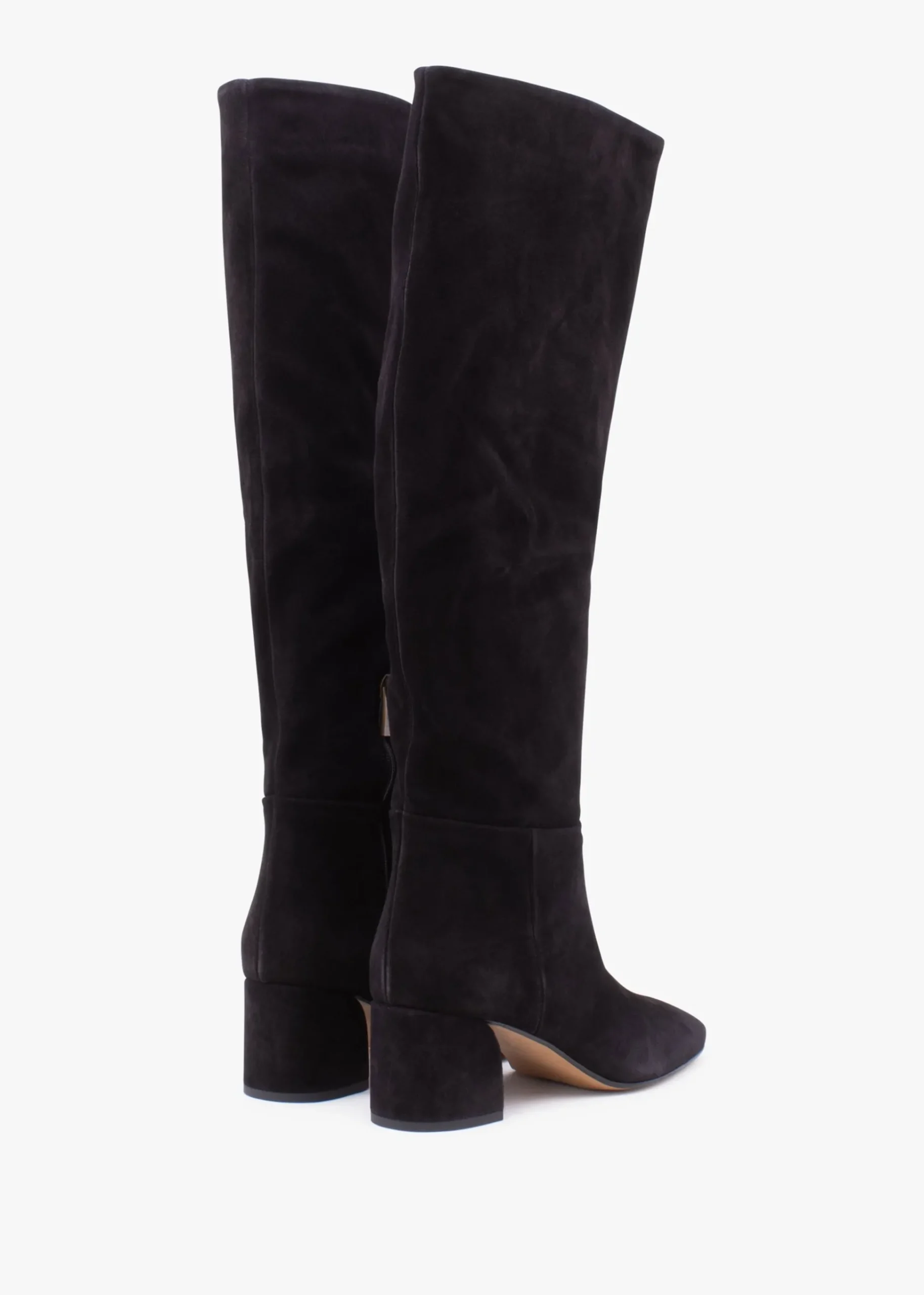 Lancey Black Suede Block Heel Knee Boots