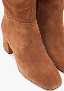 Lancey Tan Suede Block Heel Knee Boots