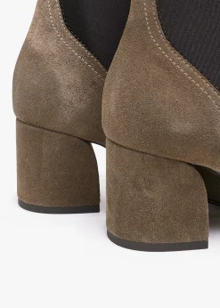 Lancey Taupe Suede Block Heel Ankle Boots