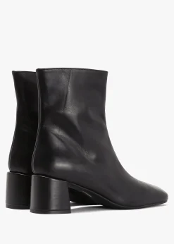 Laney Black Leather Block Heel Ankle Boots