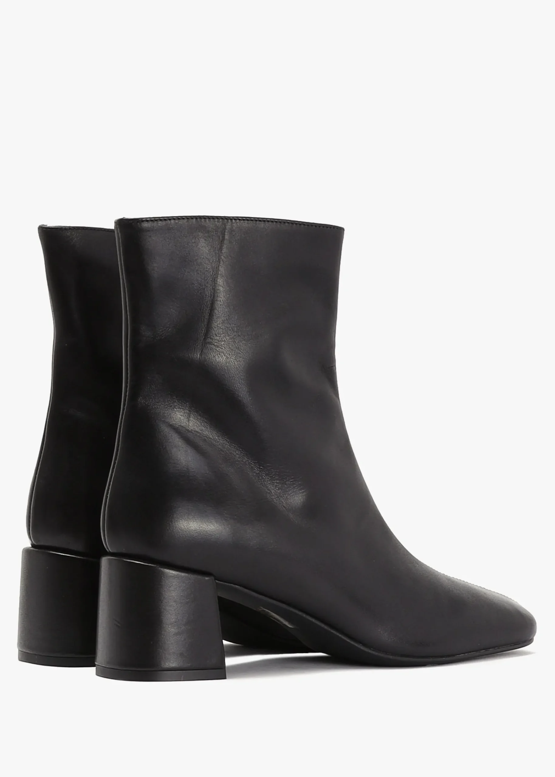 Laney Black Leather Block Heel Ankle Boots
