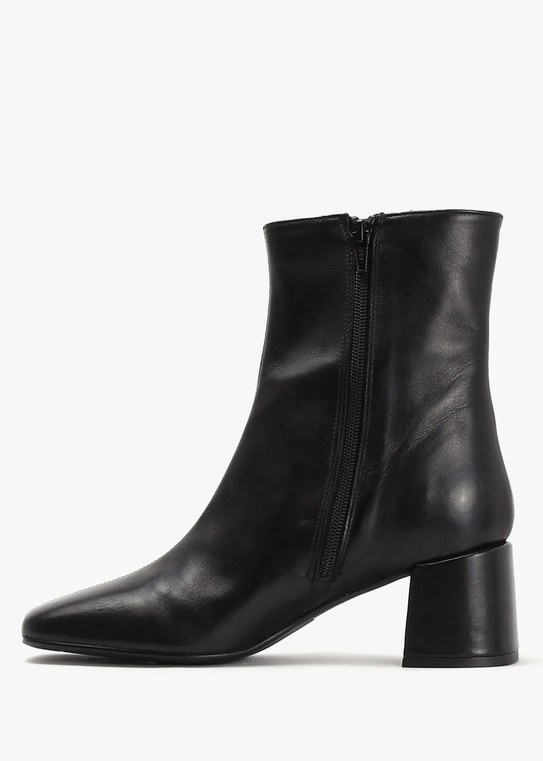 Laney Black Leather Block Heel Ankle Boots