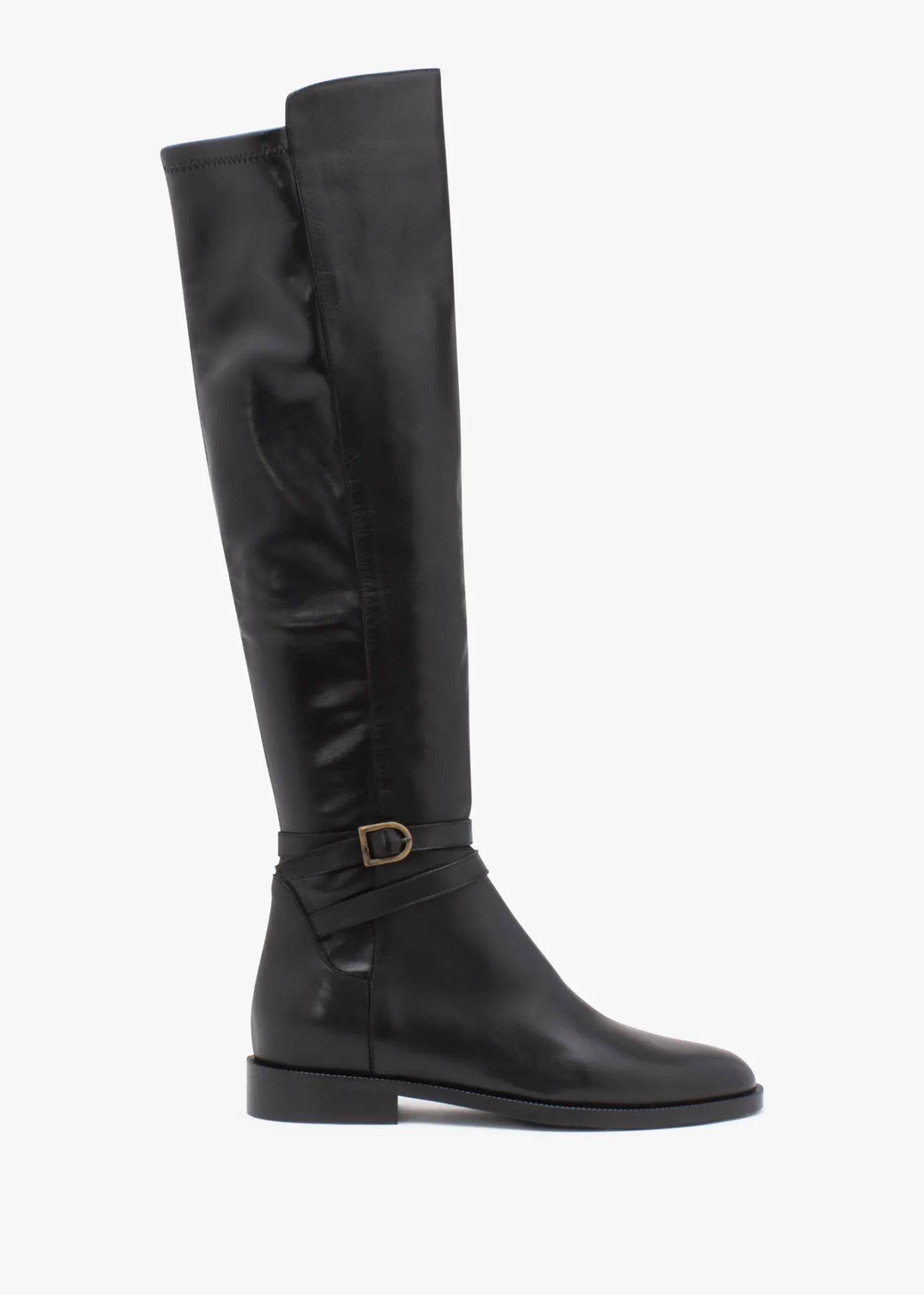 Laren Black Leather Knee Boots