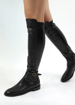 Laren Black Leather Knee Boots