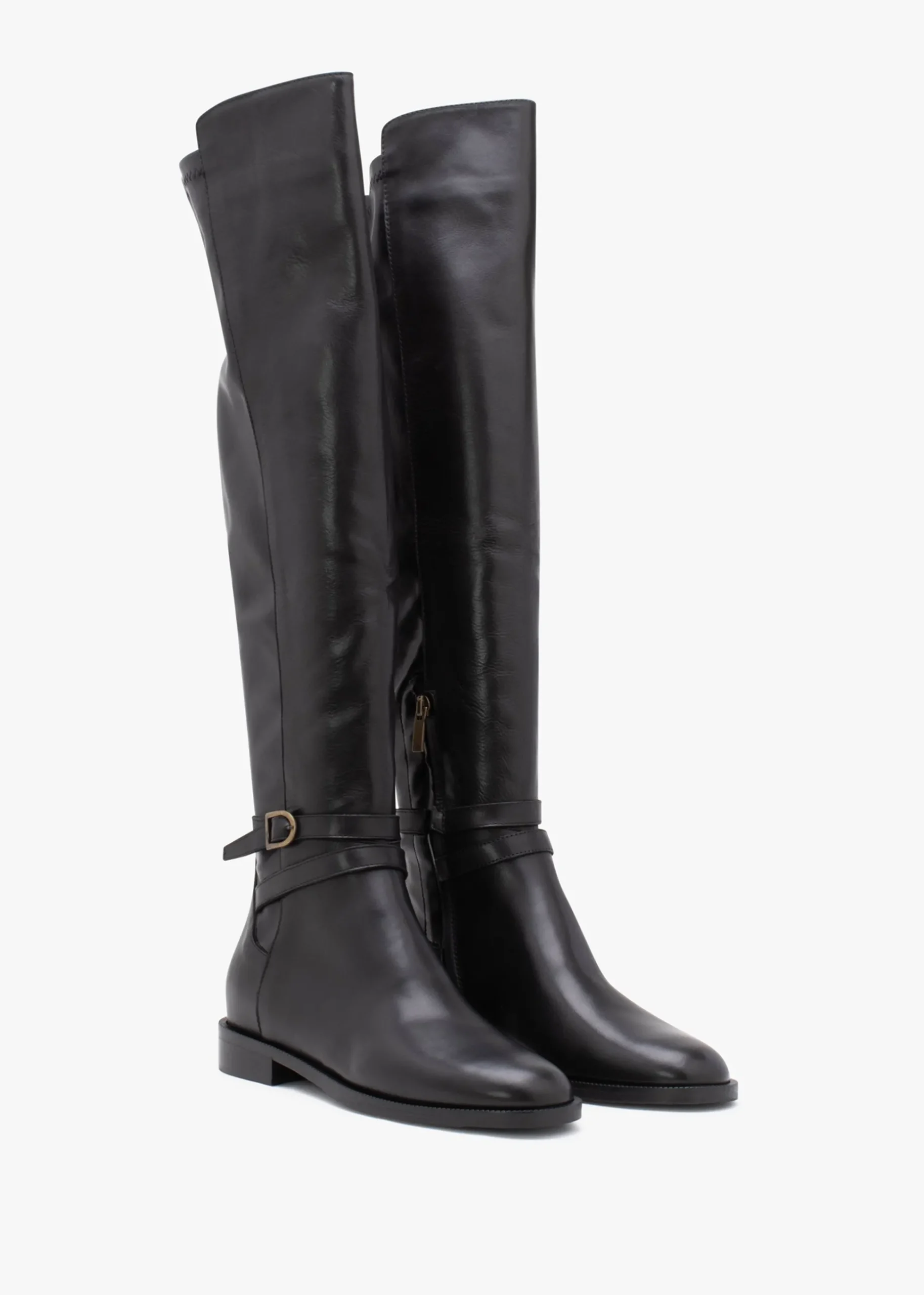 Laren Black Leather Knee Boots