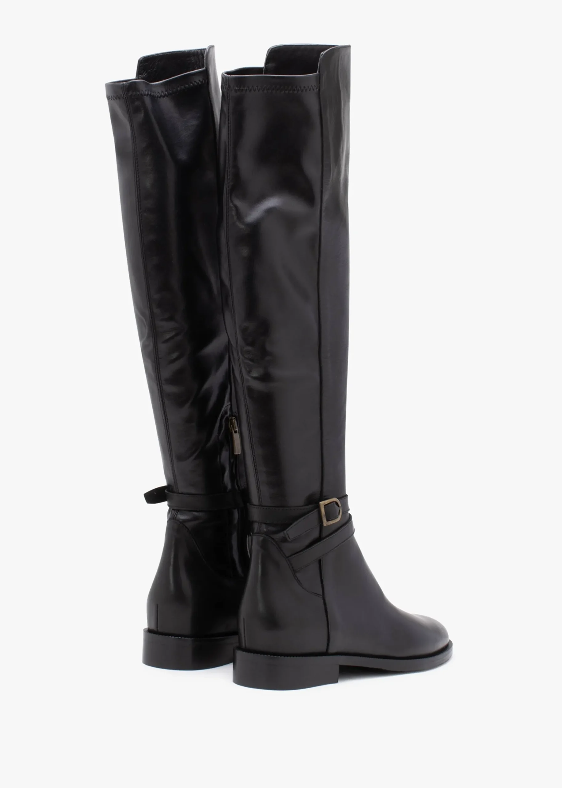 Laren Black Leather Knee Boots