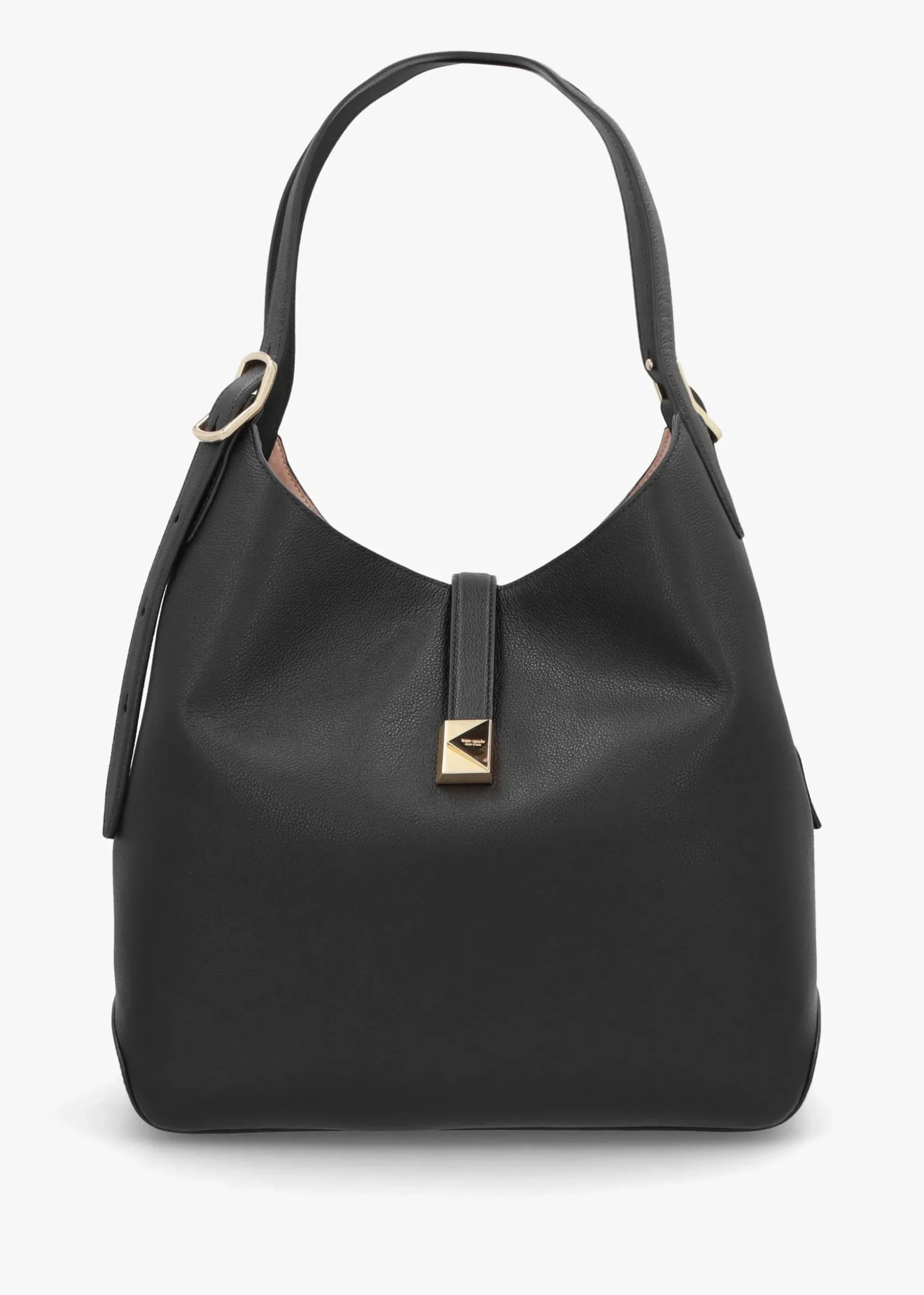 Large Deco Black Leather Shoulder Bag