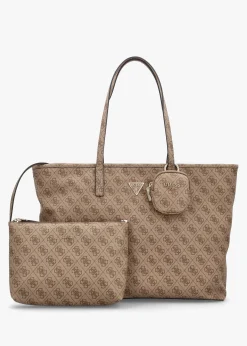 Large Power Play II Latte Logo Tech Tote Bag