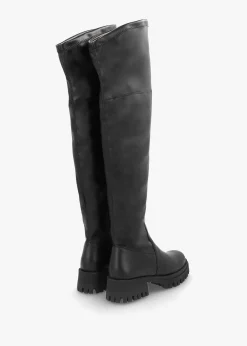 Larisa Black Leather Stretch Over The Knee Boots