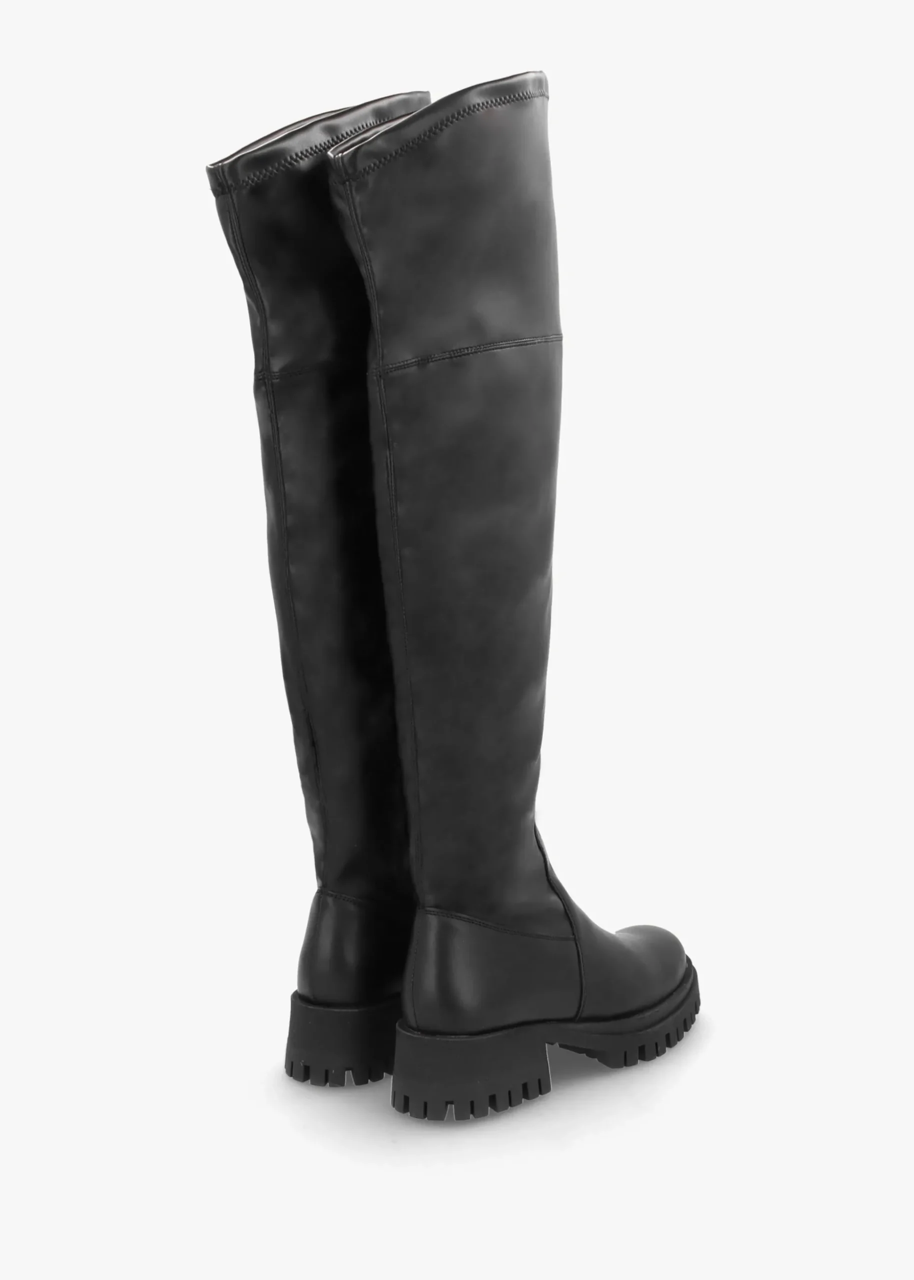 Larisa Black Leather Stretch Over The Knee Boots