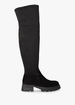 Larisa Black Suede Stretch Over The Knee Boots