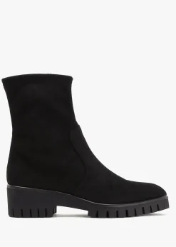 Larity Black Suedette Ankle Boots