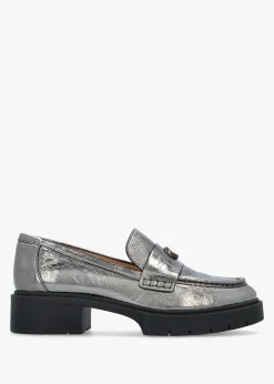 Leah Anthracite Metallic Leather Chunky Loafers