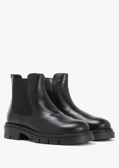 Leah Black Leather Chelsea Boots