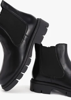 Leah Black Leather Chelsea Boots