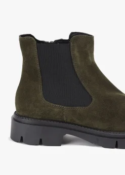 Leah Khaki Suede Chelsea Boots