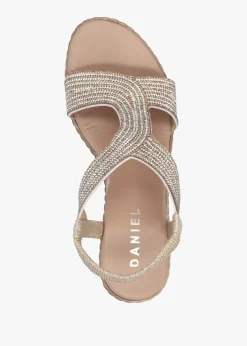 Ledgie Gold Diamante Embellished Wedge Sandals