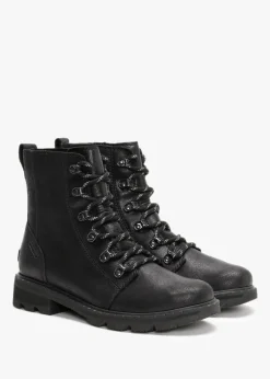 Lennox Lace Black Leather Ankle Boots
