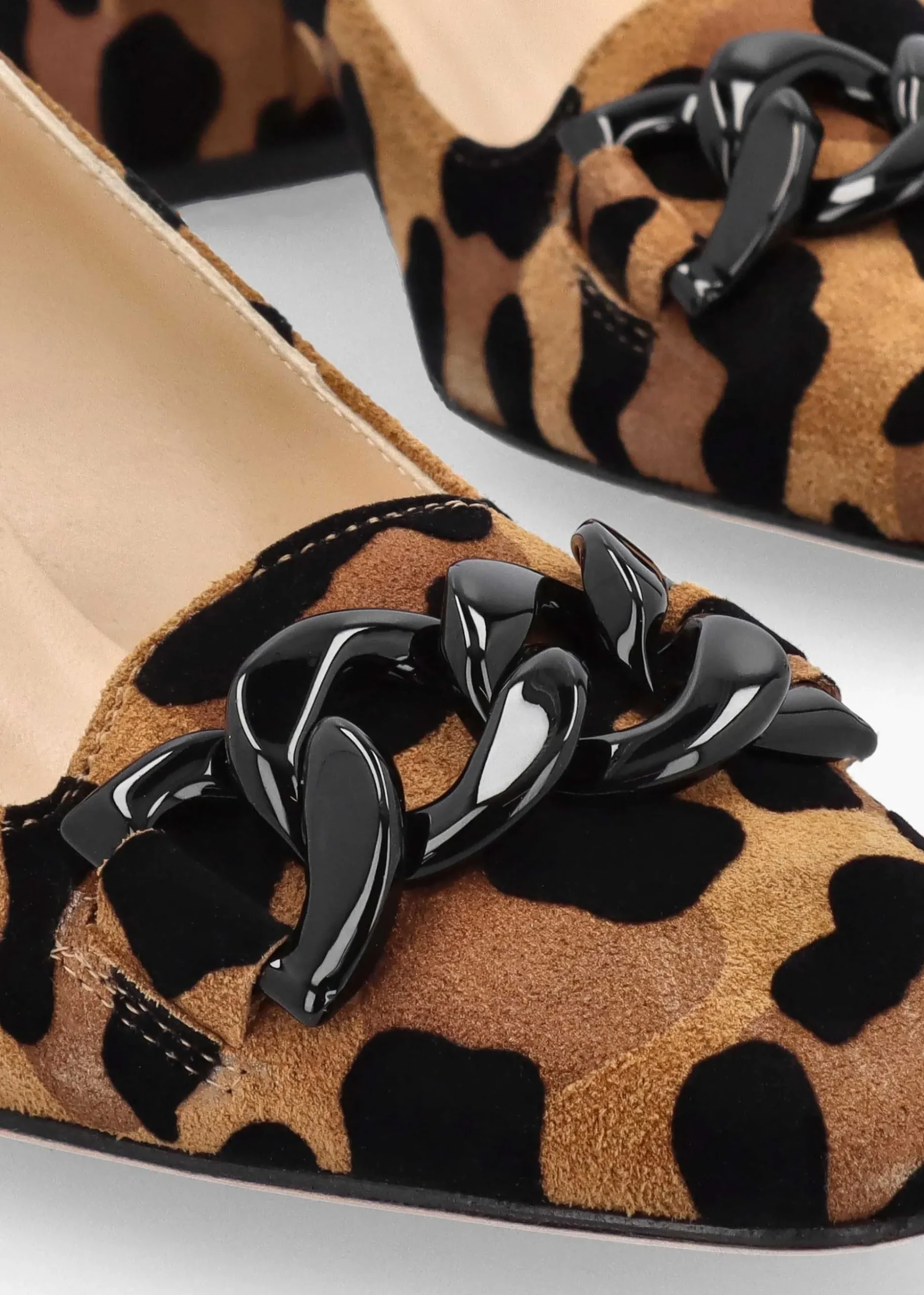 Leopard Suede Block Heel Court Shoes