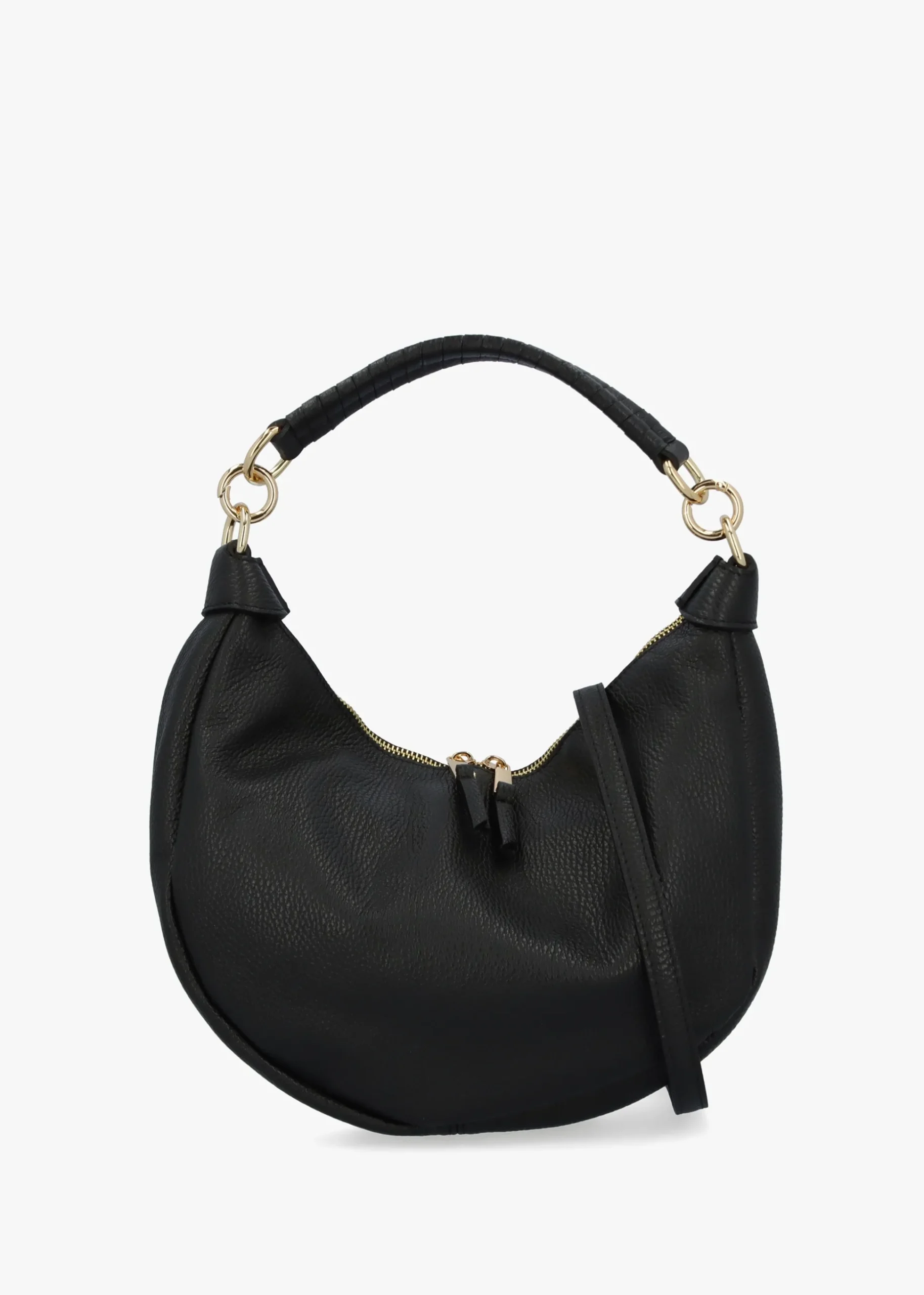 Licia Black Leather Slouchy Shoulder Bag