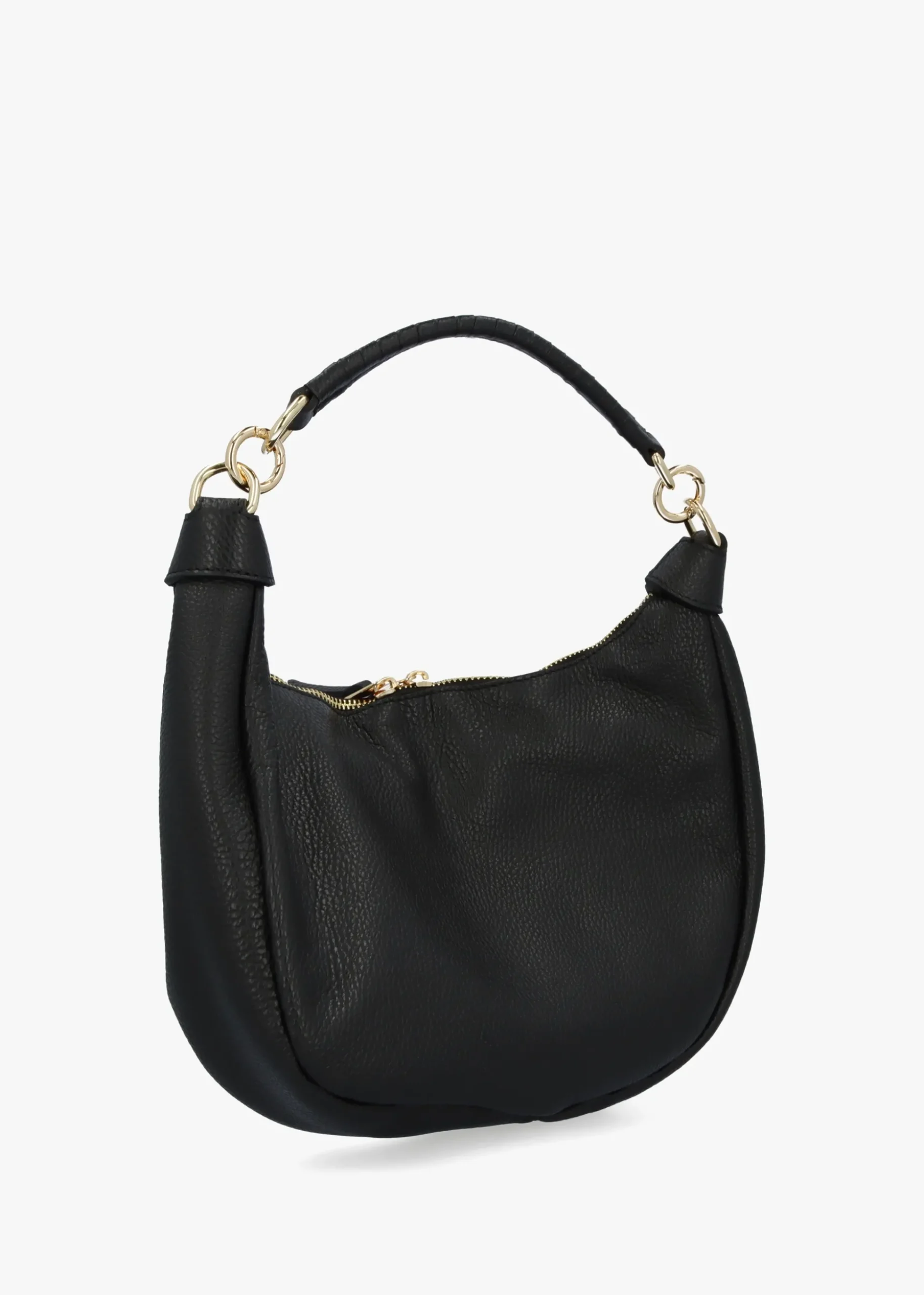 Licia Black Leather Slouchy Shoulder Bag
