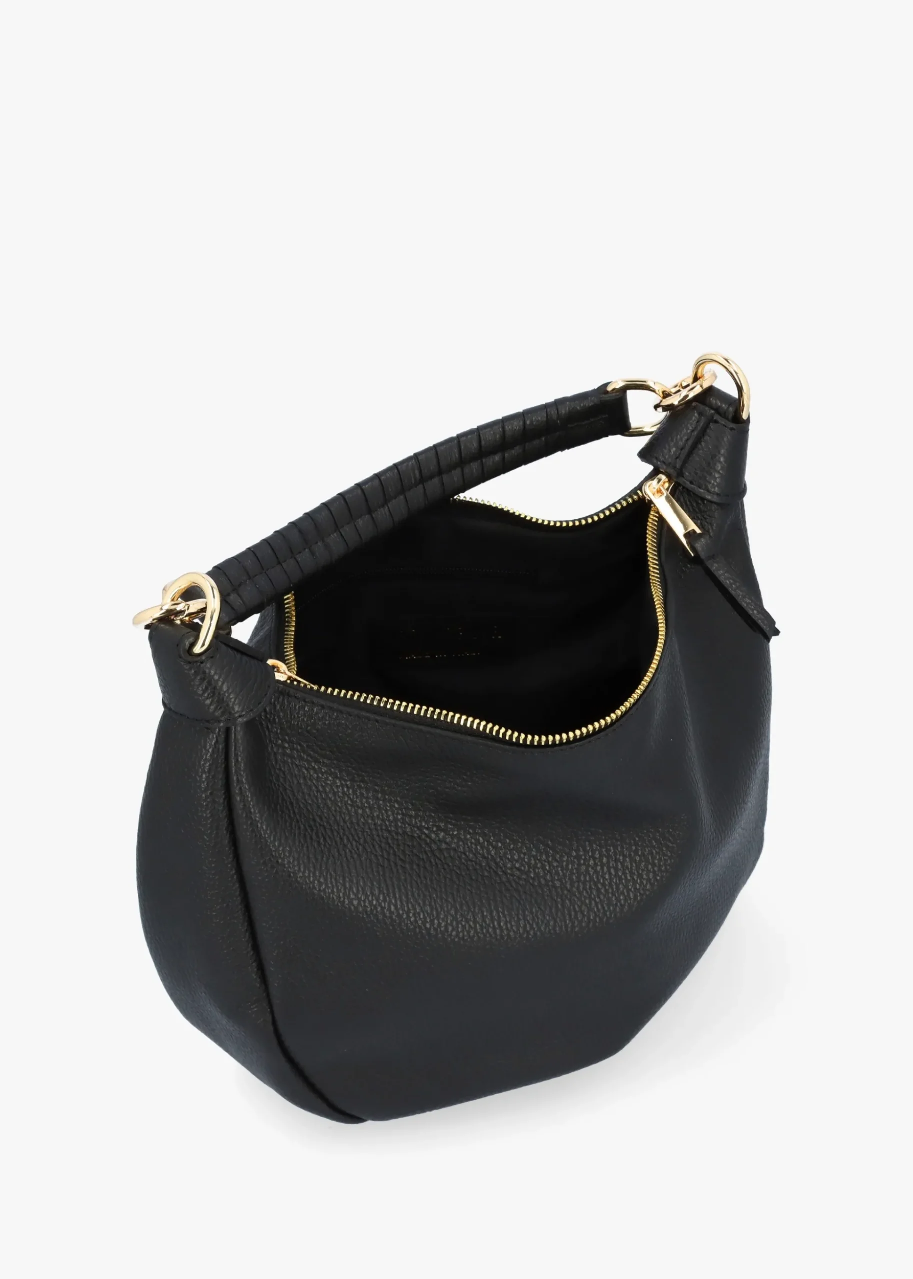 Licia Black Leather Slouchy Shoulder Bag