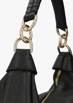 Licia Black Leather Slouchy Shoulder Bag