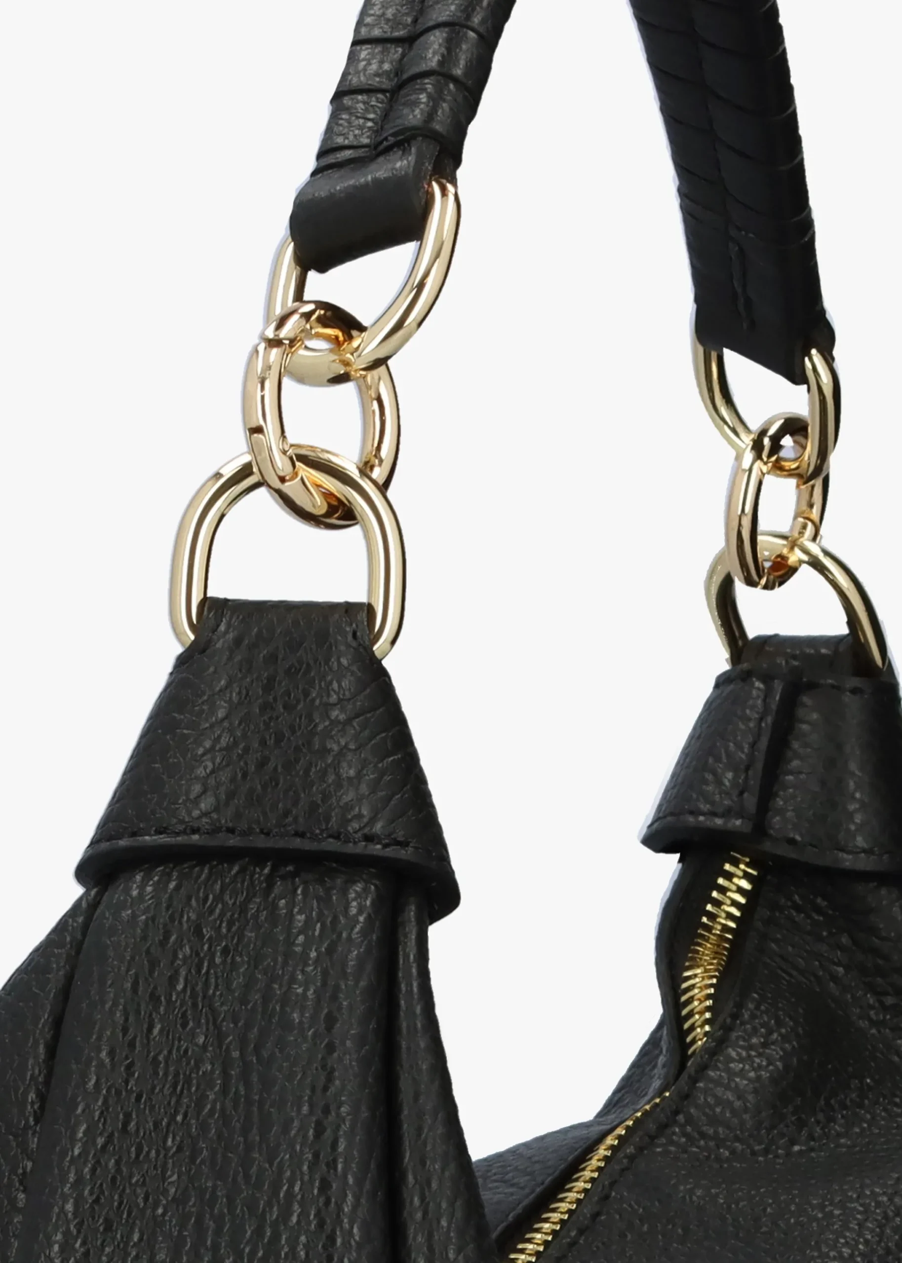 Licia Black Leather Slouchy Shoulder Bag