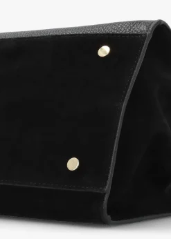 Lilah Black Leather & Suede East West Shoulder Bag